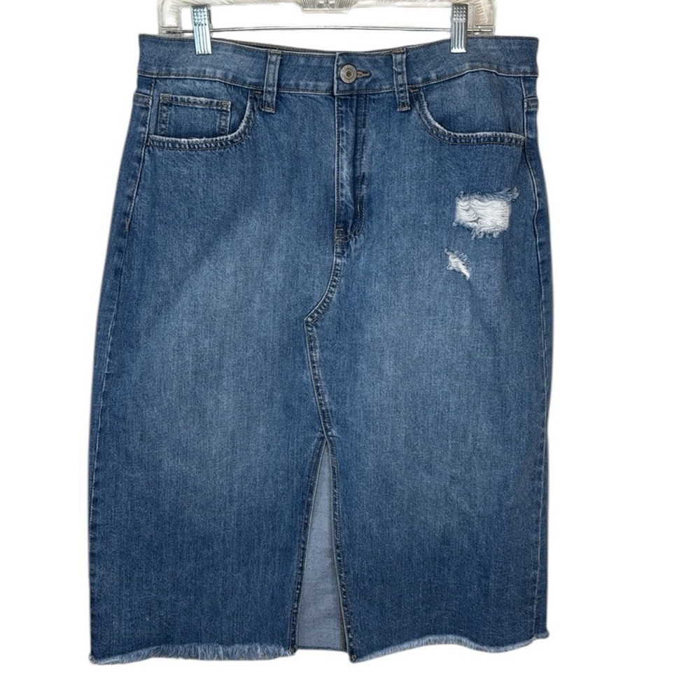 Dark Wash Denim Midi Skirt - Picture 3 of 17